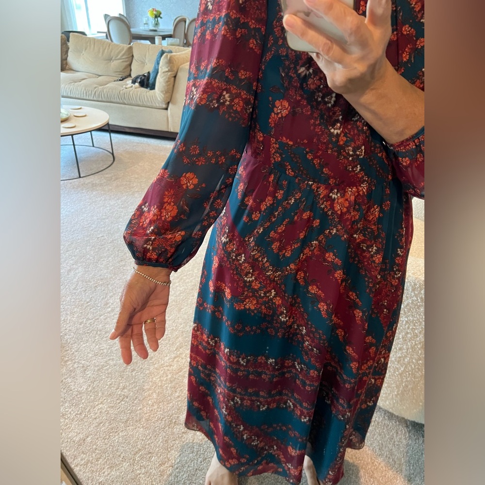 Julia Jordan Red and Blue Long Sleeve Dress - Picture 2 of 8